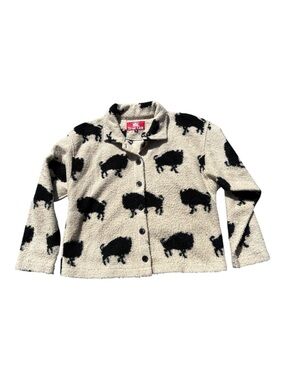 CALLING ALL COWGIRLS! TRUE GRIT CREAM & BLACK SHERPA JACKET W/ BUFFALO 🦬 DESIGN
